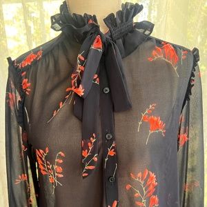 DRAMATIC High-Collar Pussy Bow Blouse